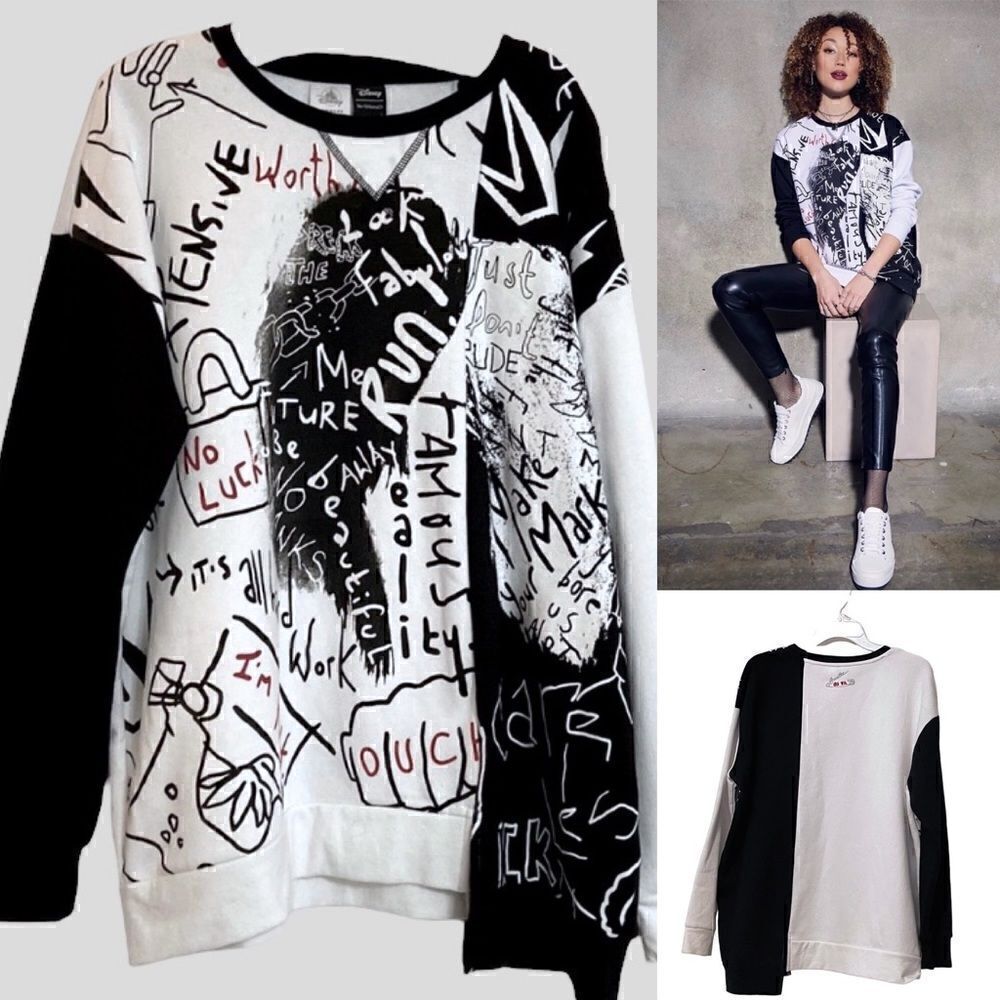 Disney Parks Cruella de Vil 101 Dalmations Sweatshirt Sweater Pullover Size L